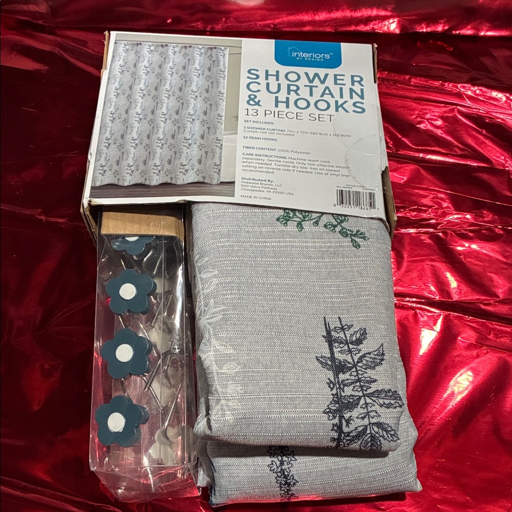 Gray and Blue Shower Curtain Set